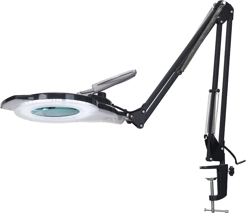 Photo 1 of 10X LED Magnifying Lamp with Clamp, KIRKAS 2,200 Lumens Dimmable Super Bright Daylight Magnifying Glass with Light, Adjustable Swivel Arm Lighted Magnifier lamp for Reading Repair Crafts- Black
