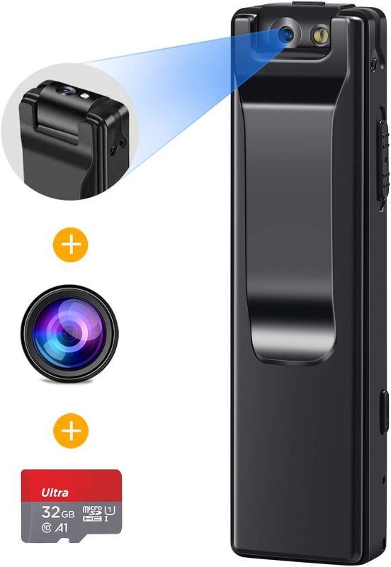 Photo 1 of KOPUO 1080P Mini Body Camera, Portable Wireless Wearable Video Recorder with Clip/Magnetic. Motion Detection DV Camera for Outdoor Sports, Car, Home, Office Security (Camera with 32GB Card)
