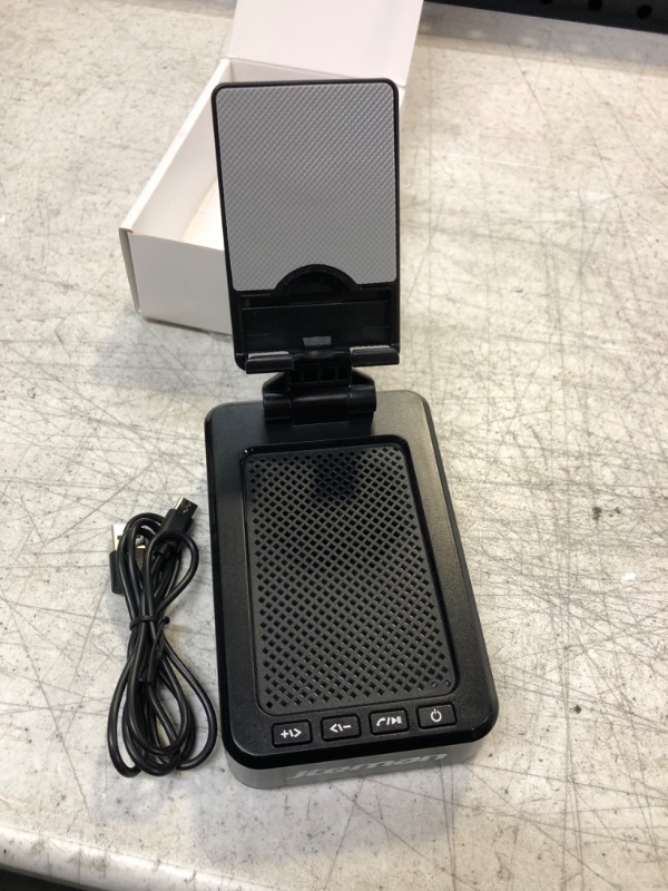 Photo 1 of Cell Phone Stand with Wireless Bluetooth Speaker and Anti-Slip Base HD Surround Sound Perfect for Home and Outdoors with Bluetooth Speaker for Desk Compatible with iPhone/ipad/Samsung Galaxy Black