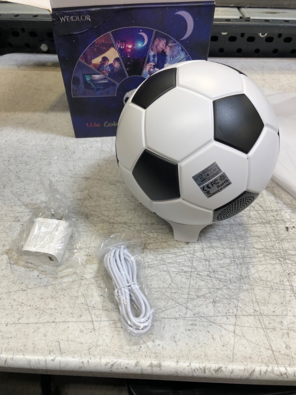 Photo 2 of Constellations Star Porjector Night Light Soccer Football Design Northern Lighting Lamp with Bluetooth Music Speaker USB Charger Aurora Sky Ambiance for Kids Bedroom Patry Home Decor
