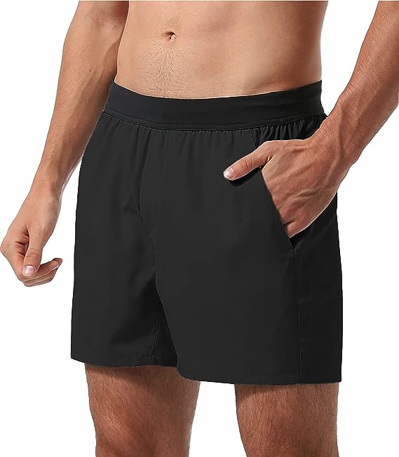 Photo 1 of REYSHIONWA Men's 5 Inch Athletic Running Shorts with Mesh Lining Quick Dry Tennis Workout Gym Casual Shorts with Pockets
