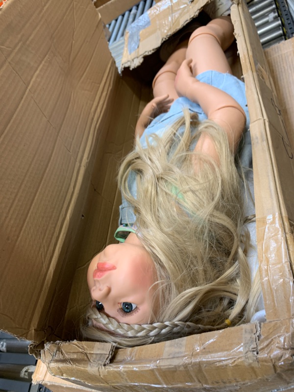 Photo 2 of 39 inch Lifelike Toddler Reborn Dolls Huge Child Mannequin Vinyl Full Standing Girl Blonde Long Hair Realistic Model Ball Jointed Doll