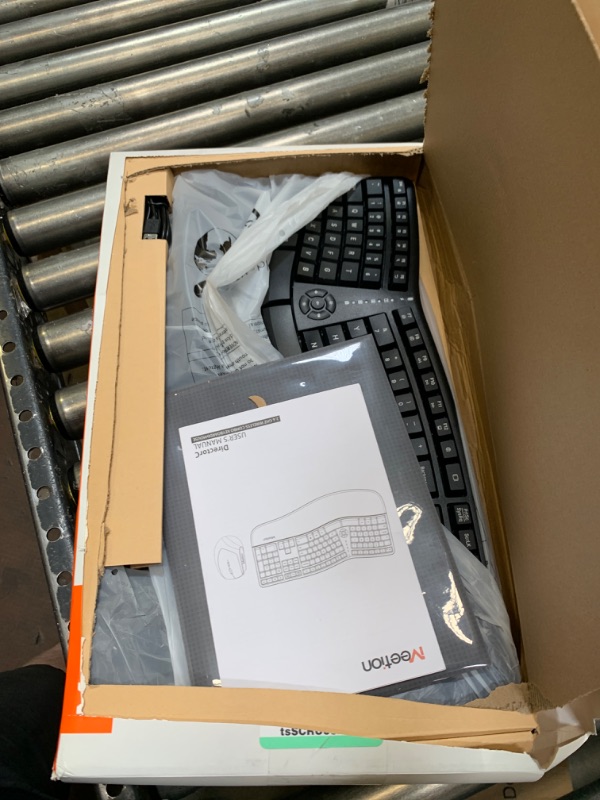 Photo 1 of MEETION Ergonomic Wireless Keyboard and Mouse, Ergo Keyboard with Vertical Mouse, Split Keyboard with Cushioned Wrist, Palm Rest, Natural Typing, Rechargeable, Full Size, Windows/Mac/Computer/Laptop