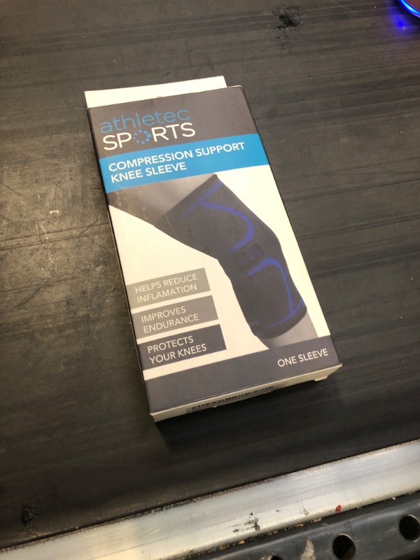 Photo 2 of Athletec Sport Knee Compression Sleeve for Knee Pain, Joint Pain, Arthritis Relief, Meniscus Tear and Injury, Support for Running, Walking, Workout, Recovery - Size Large in Black (One Piece) Large One Piece