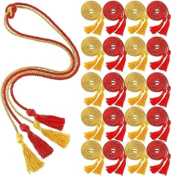 Photo 1 of 20 Pcs Graduation Honor Cord Tassel Honor Cords Graduation Party Favor Students Red and Gold Rope for Bachelor Master Doctor Grad Polyester Yarn Braided for School Student