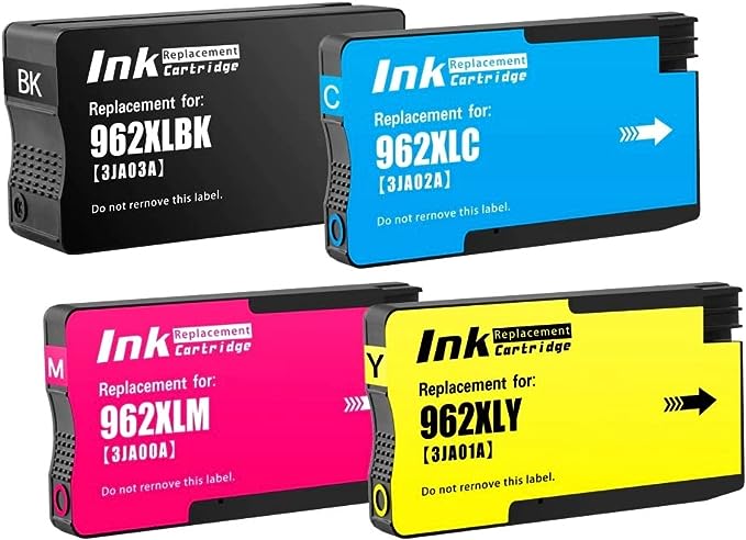 Photo 1 of  Premium Replacement 962 962XL Ink Cartridge Compatible with OfficeJet 9010 9012 9015 9018 9020 9025 (4 Colors Set)
