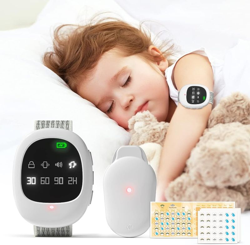 Photo 1 of 2-in-1 Upgraded Wireless Bedwetting Alarm & Potty Watch, MOMYMUST Rechargeable Potty Training Watch with Music and Vibration, Customized Timer, Bed Wetting Alarm for Kid Elder Adult
