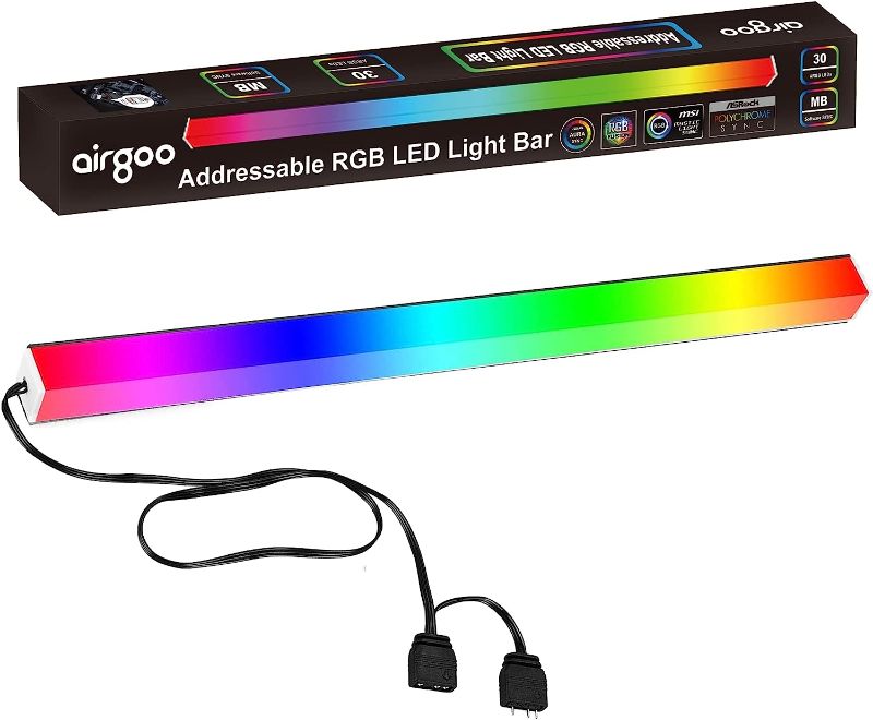 Photo 1 of Addressable RGB LED Strip for Gaming Case, 0.98ft 30LEDs Diffused Rainbow Magnetic ARGB Strip PC Case Lighting, for 5V 3-pin ASUS Aura SYNC, MSI Mystic Light Sync Motherboard
