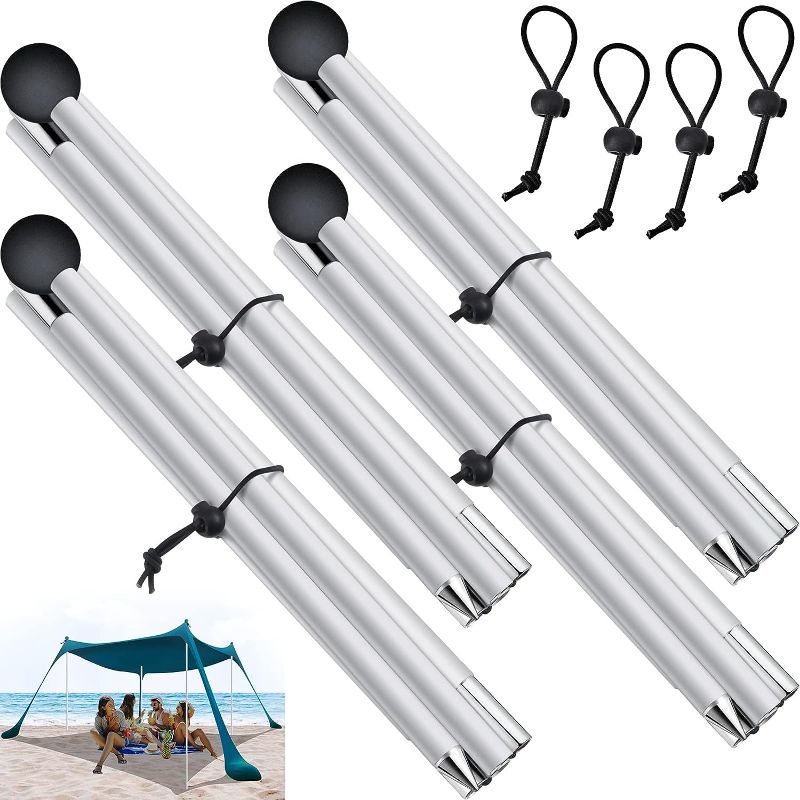 Photo 1 of 4 Packs Extra Poles for a Beach Tent Shelter Tarp Replacement Poles Canopy Beach Accessories Replace for Parties, Camping, Fishing, 6.6 Feet
