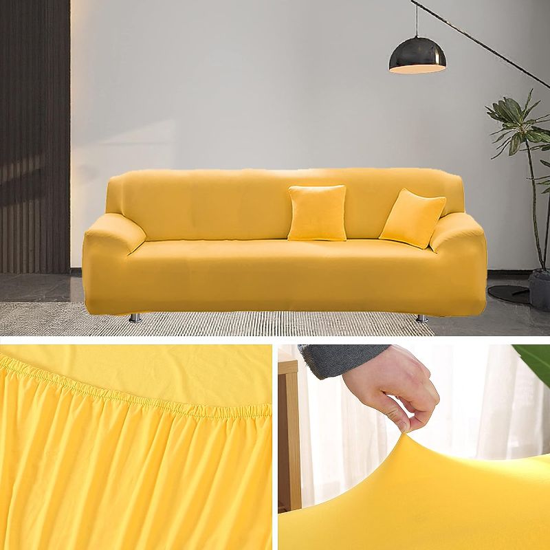 Photo 1 of Couch Cover Solid Color Elastic Sofa Cover for Living Room (1 pcs Four People seat 145-185cm) All-Inclusive Spandex with Anti-Slip Fabric Sofa Cover 1/2/3/4 seat Sofa Cover Chaise Longue Sofa Cover
