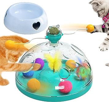 Photo 1 of asdtrpoi Cat Toys for Indoor Cats Interactive Cat Toy Puzzles Smart stimulating Mental Stimulation Brain Games Teaser Catnip Ball Track Balls with Feather and Pet Bowl