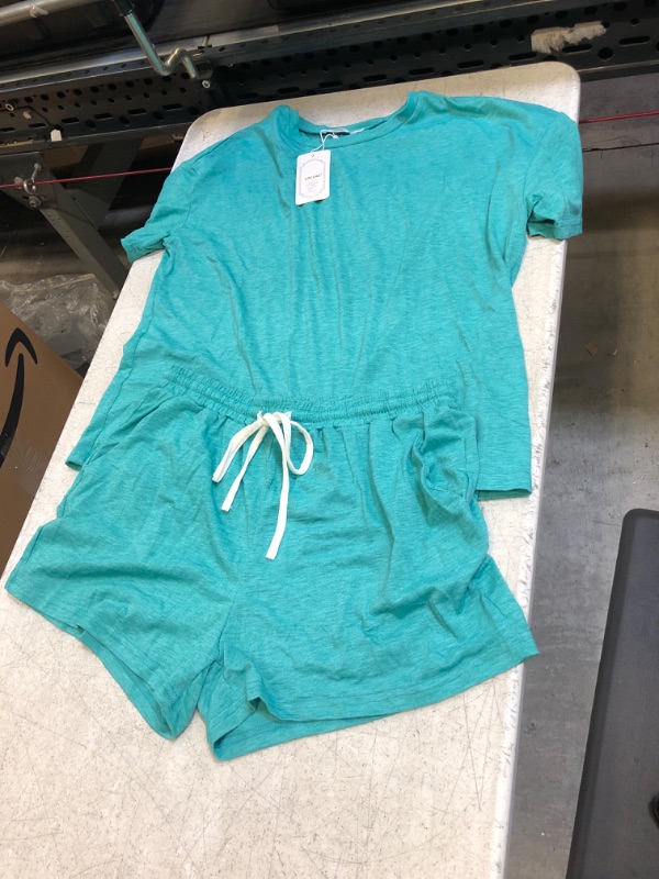 Photo 1 of 2pc teal set short shirt L