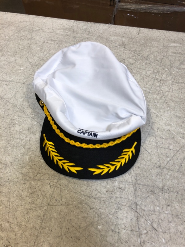 Photo 2 of Captain Hat Nautical Hat Adjustable Captains Hat Yacht Captain Costume Navy Marine Admiral Hat for Halloween Costume Accessory