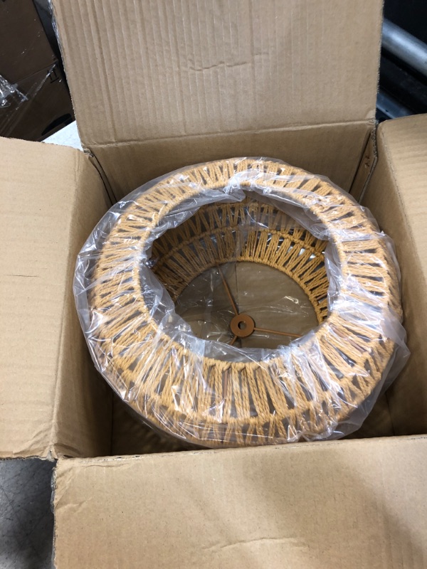 Photo 1 of IBESTWIN Rattan Ceiling Light Fixtures Handmade Woven Boho Semi Flush Mount Ceiling Light for Bedroom, Kitchen, Living Room (SHADE ONLY)