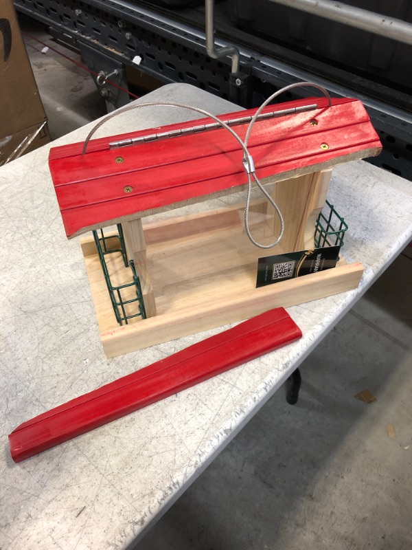 Photo 1 of 13" bird feeder red roof top wooden 