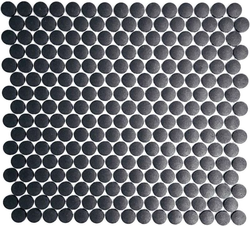 Photo 1 of 3/4" x 3/4" Penny Round Unglazed Black Matte No-Gloss Porcelain 15 sheets
