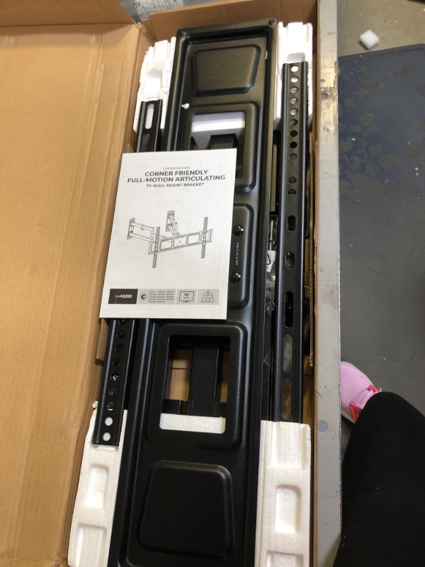 Photo 1 of Monoprice Corner Friendly Full-Motion Articulating TV Wall Mount Bracket for TVs 32in to 70in, Max Weight 99lbs, VESA Patterns Up to 600x400, Fits Curved Screens - Cornerstone Series