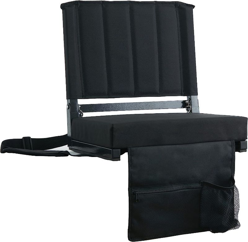 Photo 1 of 2 count SPORT BEATS Stadium Seat for Bleachers with Back Support and Wide Padded Cushion Stadium Chair - Includes Shoulder Strap and Cup Holder
