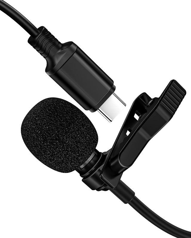 Photo 1 of   Lavalier Microphone USB C Professional Lapel Clip-on Mic Omni Condenser Little Lav Mic for Video Recording External Noise Cancel Mic for Youtube Vlog ASMR Interview on Android Type-C Device (6.6ft)
