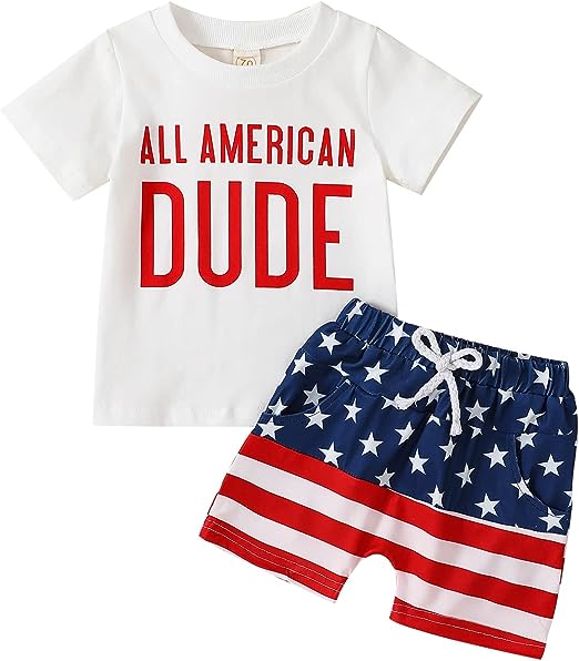 Photo 1 of 6/12M---Goodplayer Toddler Baby Boys 4th of July Outfit Shorts Set 