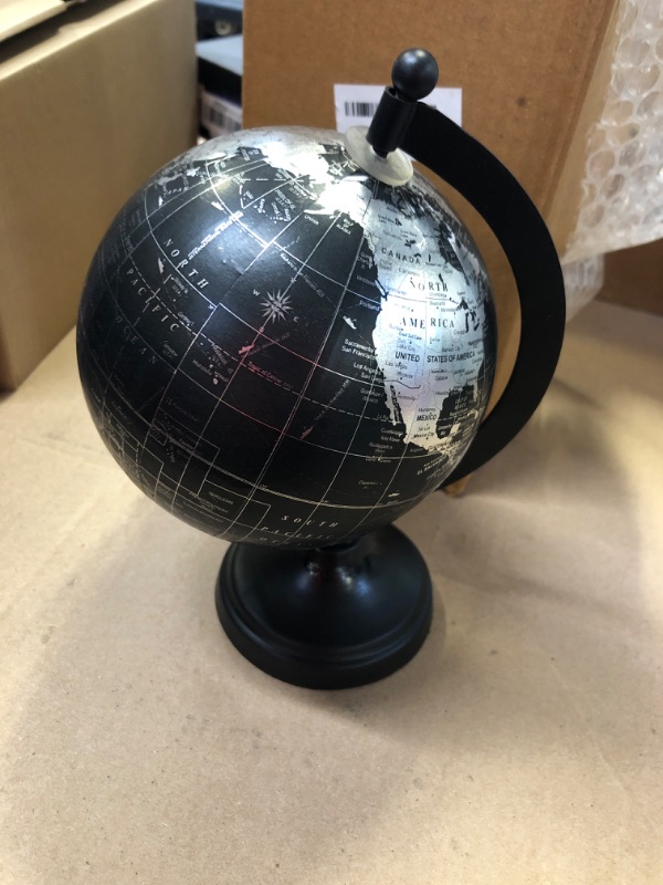 Photo 2 of Rely+ 5" World Globe With Sturdy Metal Stand (NOT PLASTIC!) - Desktop Globe For Home Desk Table Office Decor - Book Shelf Decor Globe - 5 Inch - Metallic Black 5 Inch - Metailic Black