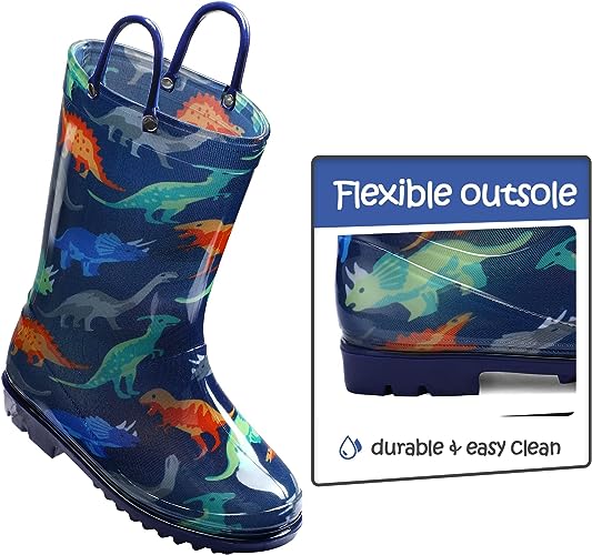 Photo 1 of 11M---SHOFORT Kids Boys Girls Rain Boots with Easy-on Handles Rainboots (Toddler/Little Kid/Big Kid)
