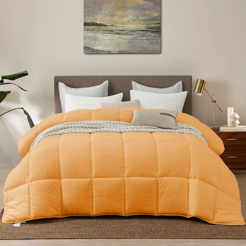 Photo 1 of 1pc---Dorrin Nessin Twin Size All Season Down Alternative Comforter Duvet Inserts (Orange,Twin 68x90 Inches)
