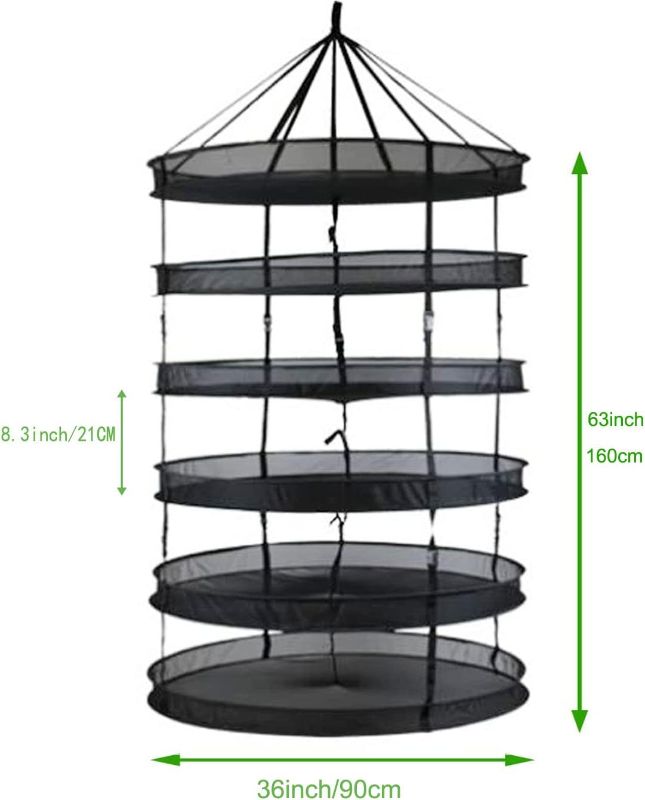 Photo 1 of  Herb Drying Rack 360 Degree Access 3 Feet Clip Adjustable Center Support Straps NO Sagging Fine Mesh Netting (Heavy Duty Clips 3FT)
