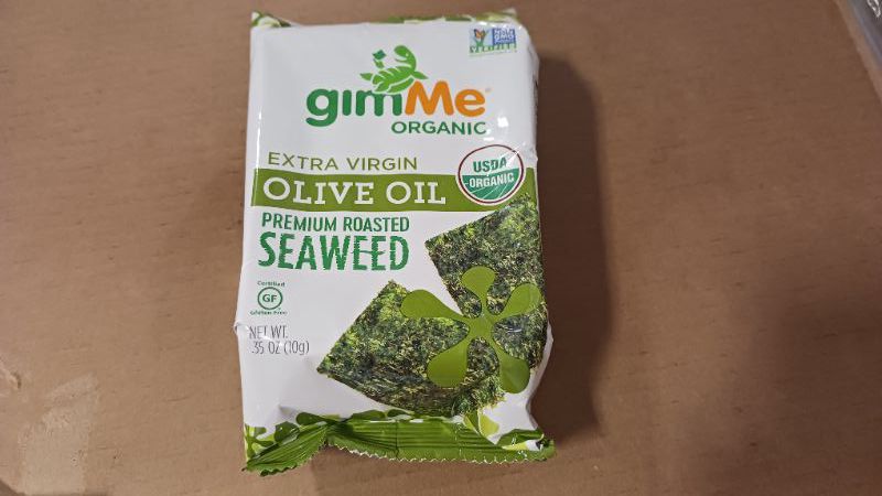 Photo 1 of 12pcs--exp 05/29/2023-----Gimme Seaweed Snacks Seaweed Snack - Organic - Extra Virgin Olive Oil - Case of 12 - .35 oz
