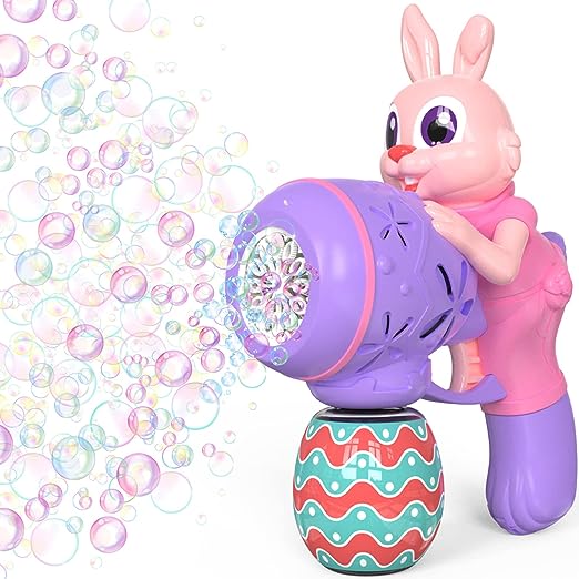 Photo 1 of Bubbles Toys for Kids Toddlers, Bubble Machine Guns 3 4 5 6 Year Old Boy Girl Birthday Gift, No Spill Automatic Bubble Maker Blower Outdoor Toys for Kids Ages 3-5, Pink & Purple Bunny
