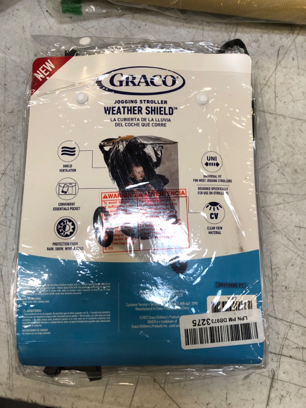 Photo 2 of Graco Baby Jogging Stroller Universal Rain Cover, Ventilated Weather Shield, Waterproof, Windproof, Versatile Size to Fit Most Jogging Strollers, Vinyl, Clear, Plastic