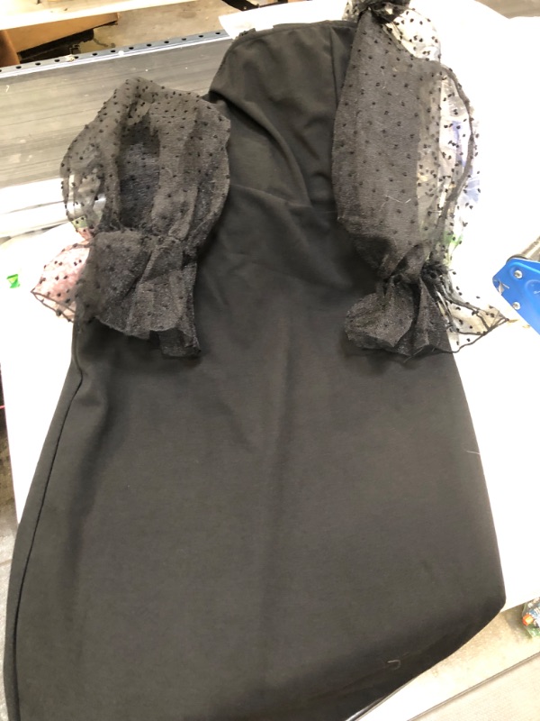 Photo 1 of large black dress with lace sleeve arms 