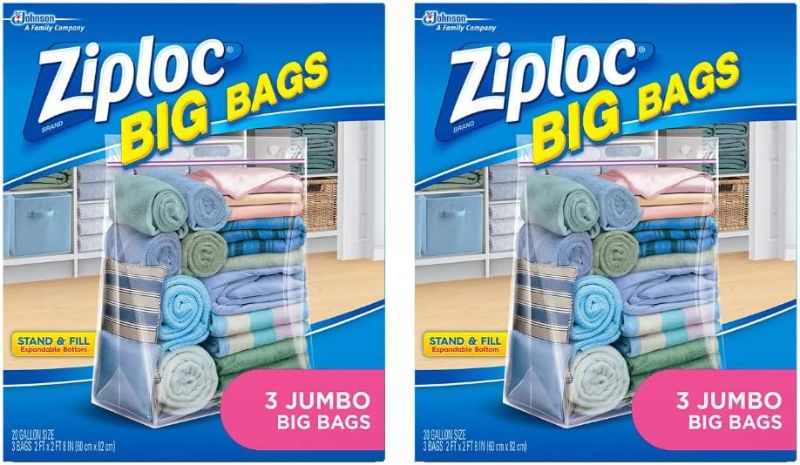 Photo 1 of Ziploc Big Bags, XXL Double Zipper Bag, 3 CT (Pack of 2)
