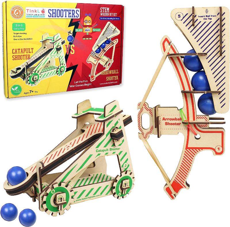 Photo 1 of Butterfly EduFields Wooden Catapult DIY Kit STEM Toys for Kids - 2 in1 Catapult Slingshot vs Arrowball Shooter- War Battle Games da Vinci kit for 5+ Years Boys Girls, Build Your own Weapon
+++FACTORY SEALED+++