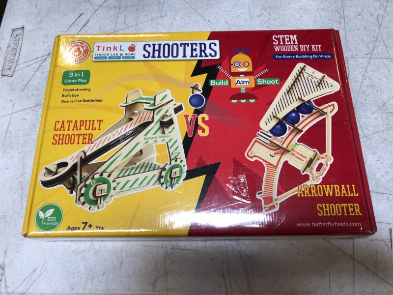 Photo 2 of Butterfly EduFields Wooden Catapult DIY Kit STEM Toys for Kids - 2 in1 Catapult Slingshot vs Arrowball Shooter- War Battle Games da Vinci kit for 5+ Years Boys Girls, Build Your own Weapon
+++FACTORY SEALED+++