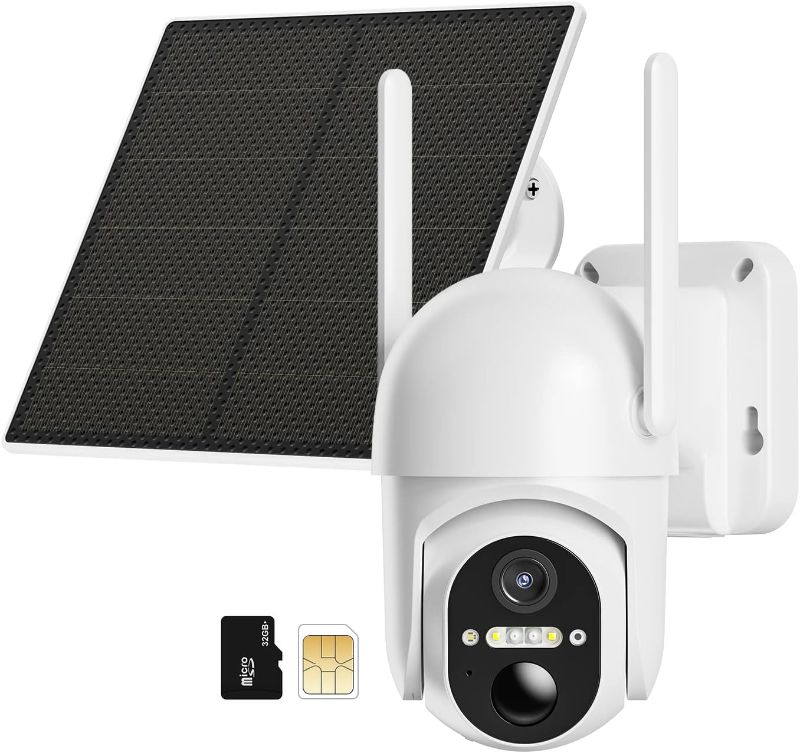 Photo 1 of Ebitcam 4G LTE Cellular Security Camera Includes SD&SIM Card (Verizon/AT&T/T-Mobile), Works Without WiFi, Solar Powered, 2K Live Video&Playback, 360° Full Cover, Color Night Vision, Motion&Siren Alert.......factory sealed
