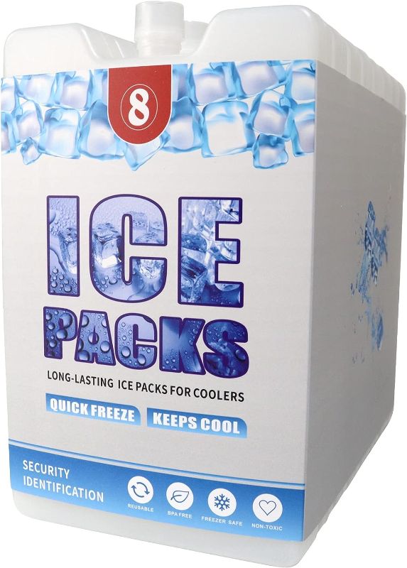 Photo 1 of 2X Ice packs for lunch bags, Contains 8 empty containers Required Fill with water reusable ice packs for coolers
