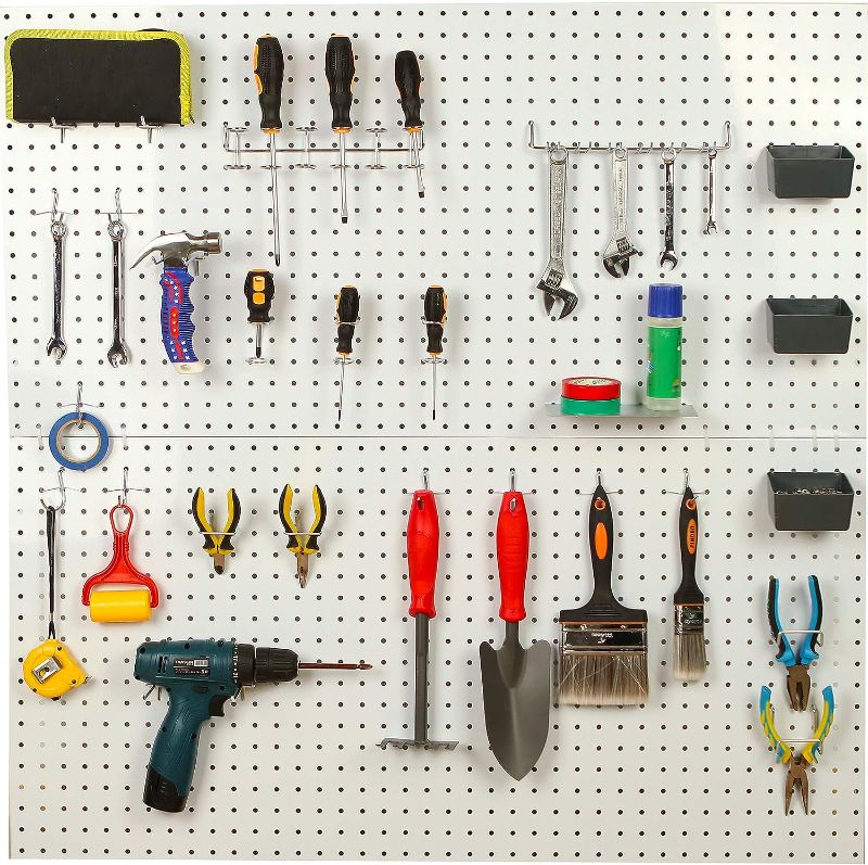 Photo 2 of FRIMOONY Pegboard Hooks Assortment with Pegboard Bins, Peg Locks, for Organizing Various Tools, 140 Piece
