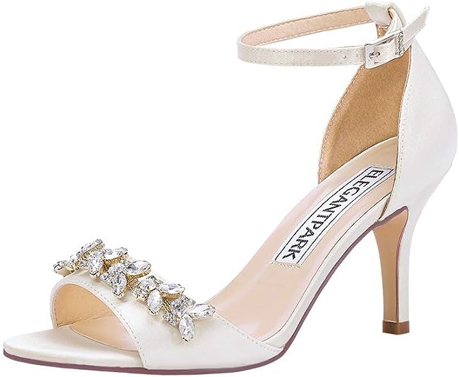 Photo 1 of ELEGANTPARK HP2021 Heels for Women [SIZE 7] Ankle Strap Sandals for Women Peep Toe High Heeled Sandals Satin Prom Evening Dress Wedding Shoes
