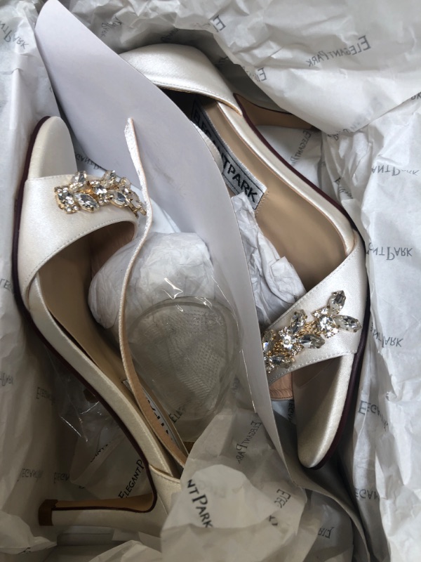 Photo 2 of ELEGANTPARK HP2021 Heels for Women [SIZE 7] Ankle Strap Sandals for Women Peep Toe High Heeled Sandals Satin Prom Evening Dress Wedding Shoes
