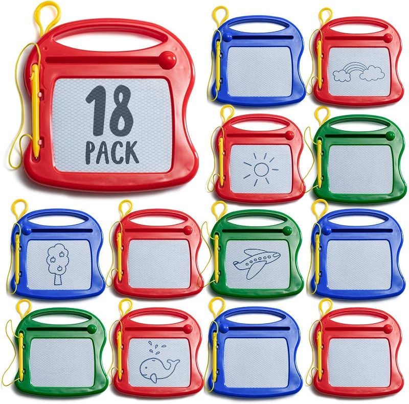 Photo 1 of 18 Pack of Mini Magnetic Drawing Board for Kids - Mini Doodle Pad Bulk Toys for Party Favors for Kids 4-8 and 8-12 - Classroom Prizes, Goodie Bags for Kids Birthday Party
