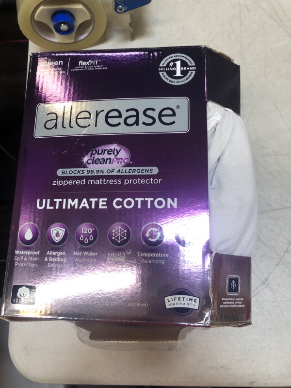 Photo 2 of AllerEase Ultimate Allergy Protection and Comfort Zippered Mattress Protector, Queen, White