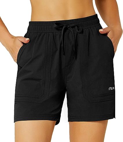 Photo 1 of KPSUN Women's 5 Inches Hiking Cargo Shorts Quick Dry Workout Golf Shorts Outdoor Running Summer Shorts with Pockets
