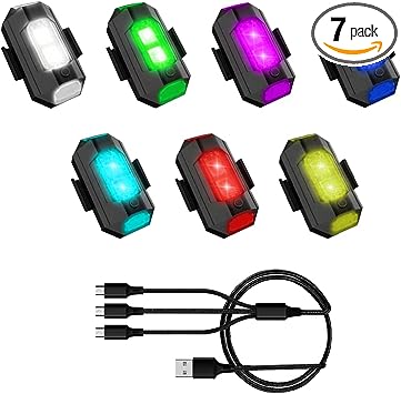 Photo 1 of YFRAUTO LED Anti-Collision Lights Drone Strobe Light 7 Colors USB Charging Flying Flashing Lights High Brightness for DJI Air 2S Mini 2 Mavic Air 2 Dirt Bike Car Motorcycle 7 Pack
