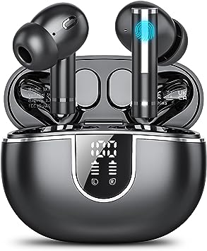 Photo 1 of Wireless Earbuds Bluetooth Headphones 5.3, 50H Playtime Bluetooth Earbuds Built in Noise Cancellation Mic with LED Digital Display Charging Case, IPX7 Waterproof Ear Buds for iPhone Android (Black)
