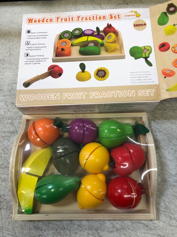 Photo 2 of Wooden Toys Play Food Sets for Kids Kitchen Accessories Cutting Montessori Toys for 2 Year Old Toddlers Pretend Play Fake Fruit Vegetable Educational Christmas Birthday Gifts for 3 4 Years Girls Boys