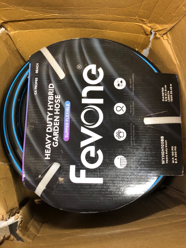 Photo 2 of Fevone Garden Hose 100 ft, Flexible and Lightweight - Kink Free, Easy to Coil, 3/4" Solid Aluminum Fittings - No Leak, 5/8" ID, Heavy Duty Water Hose, Hybrid Polymer Garden Hose 100FT