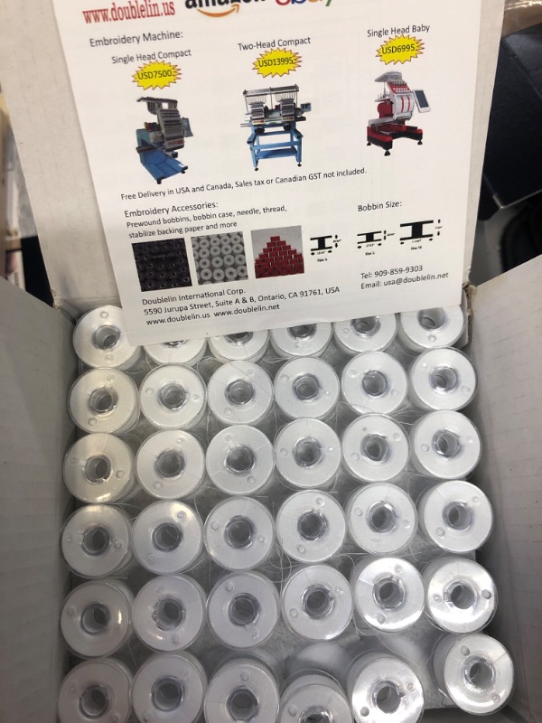 Photo 1 of 144pcs Prewound Bobbins Size A for Domestic Sewing/Embroidery Machines, Compatible with Brother Machines, Plastic Sided, Size A, Class 15, 15J, SA156, White Color, 100% Polyester, 60S/2 100 Yards