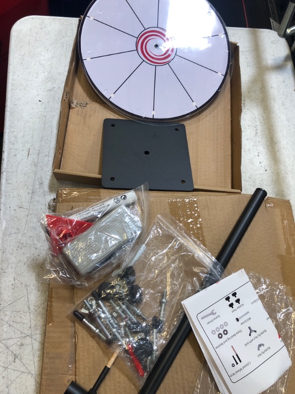 Photo 2 of 12 inch Spinning Prize Wheel - 10 Slots White Tabletop Spinner - Heavy Duty Base Roulette Wheel for Carnival, Trade Show, Win Fortune Spin Games