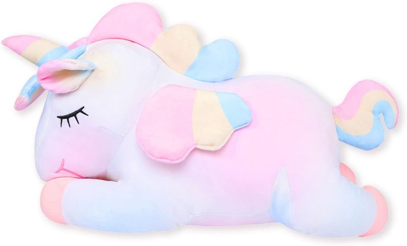 Photo 1 of AIXINI Plush Unicorn Stuffed Animal Pillows Toy, 11.8 Inch Cute Soft Colorful Rainbow Unicorn Plushie Gifts for Girls
